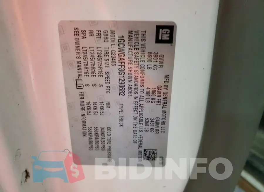 1GCWGAFF3G1290682 Photo# 12