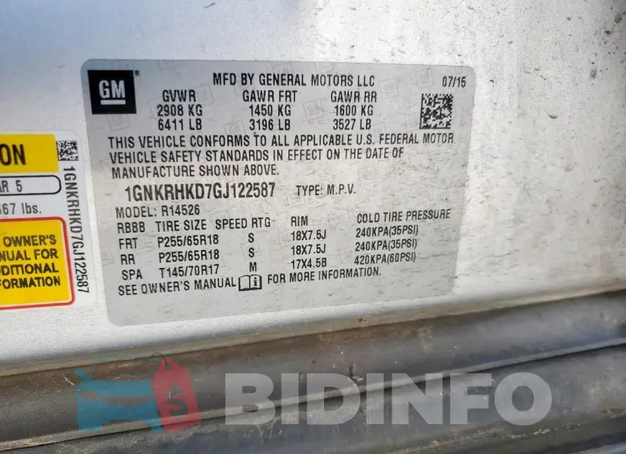 1GNKRHKD7GJ122587 Photo# 13
