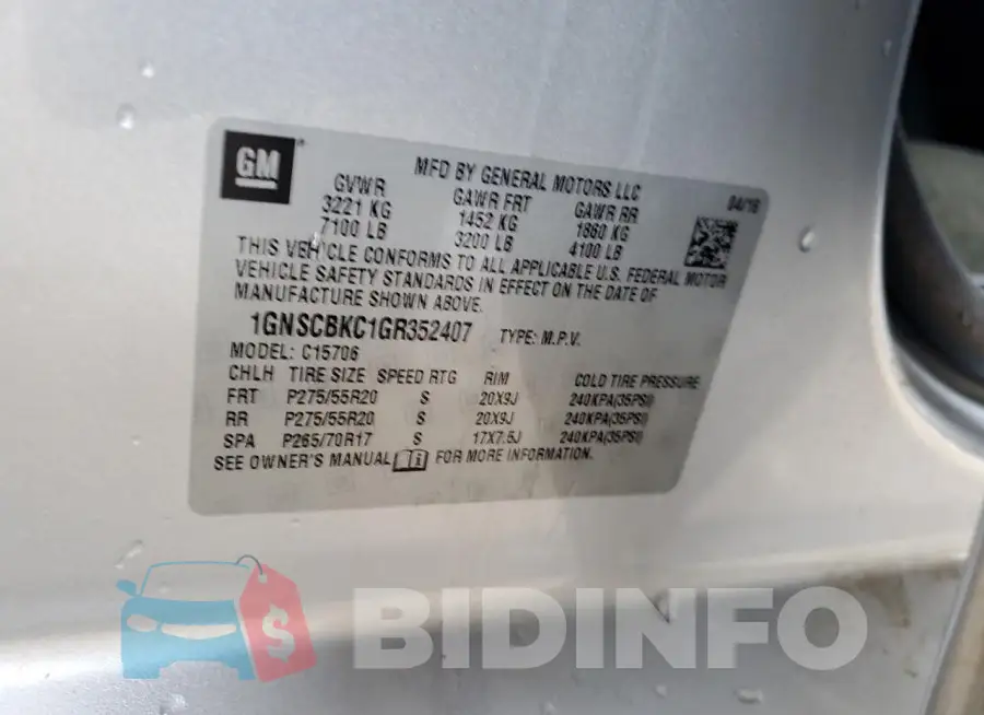 1GNSCBKC1GR352407 Photo# 12