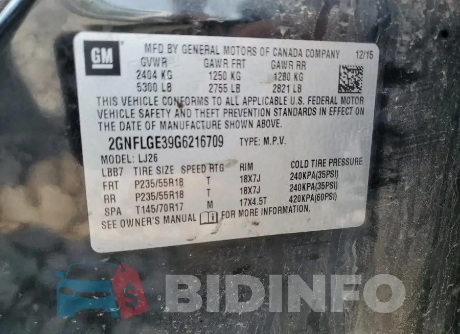 2GNFLGE39G6216709 Photo# 13