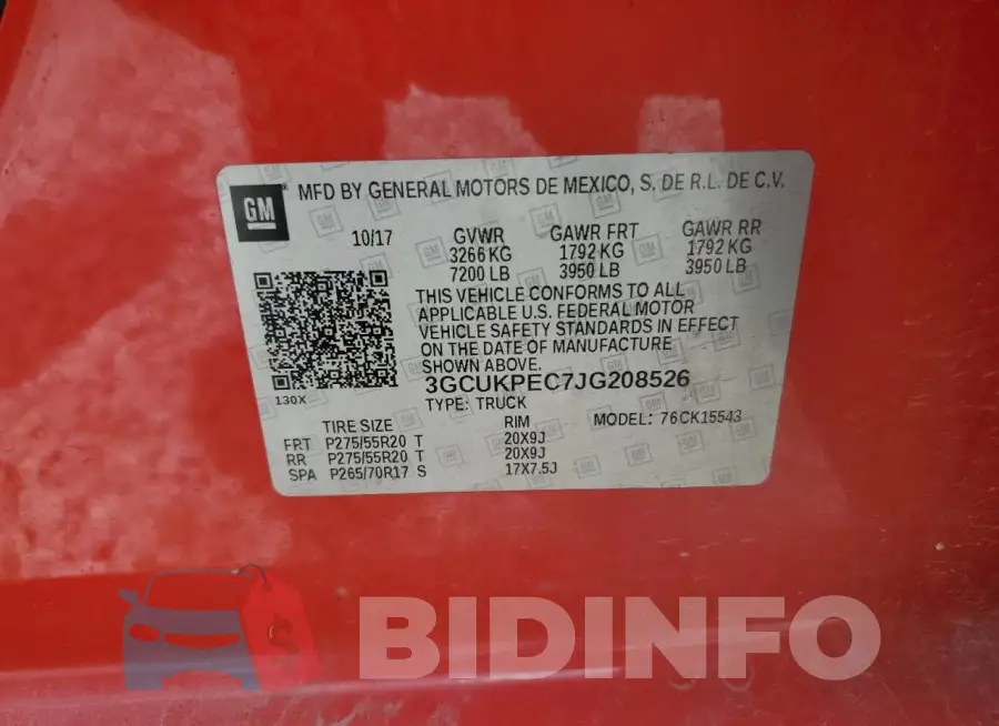 3GCUKPEC7JG208526 Photo# 12