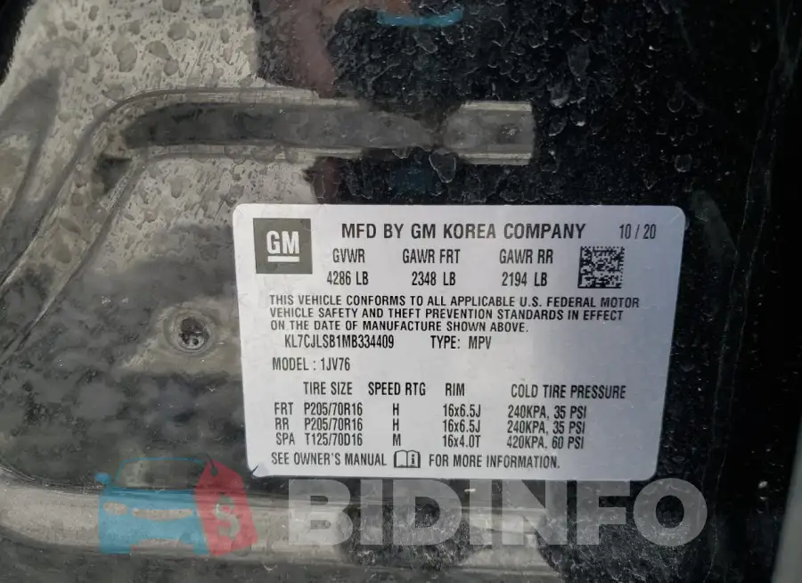 KL7CJLSB1MB334409 Photo# 12