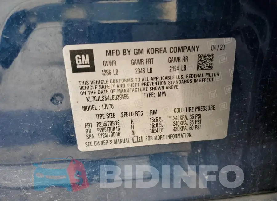 KL7CJLSB4LB339456 Photo# 13