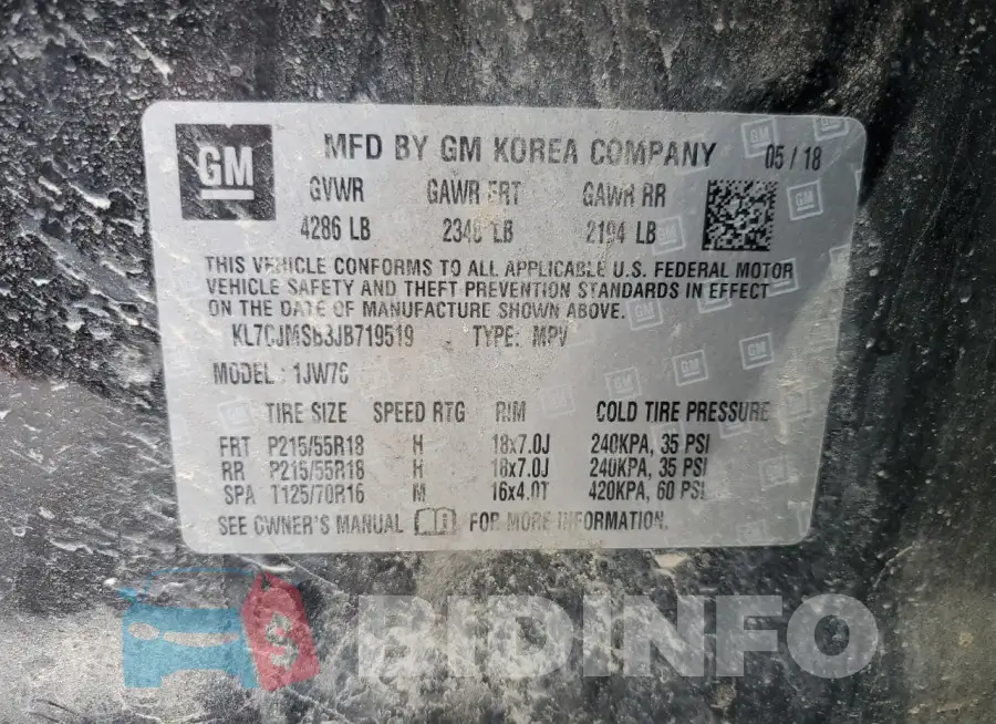 KL7CJMSB3JB719519 Photo# 13