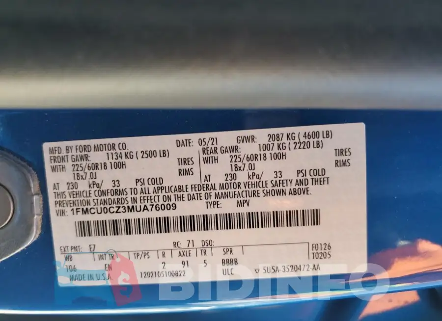 1FMCU0CZ3MUA76009 Photo# 13