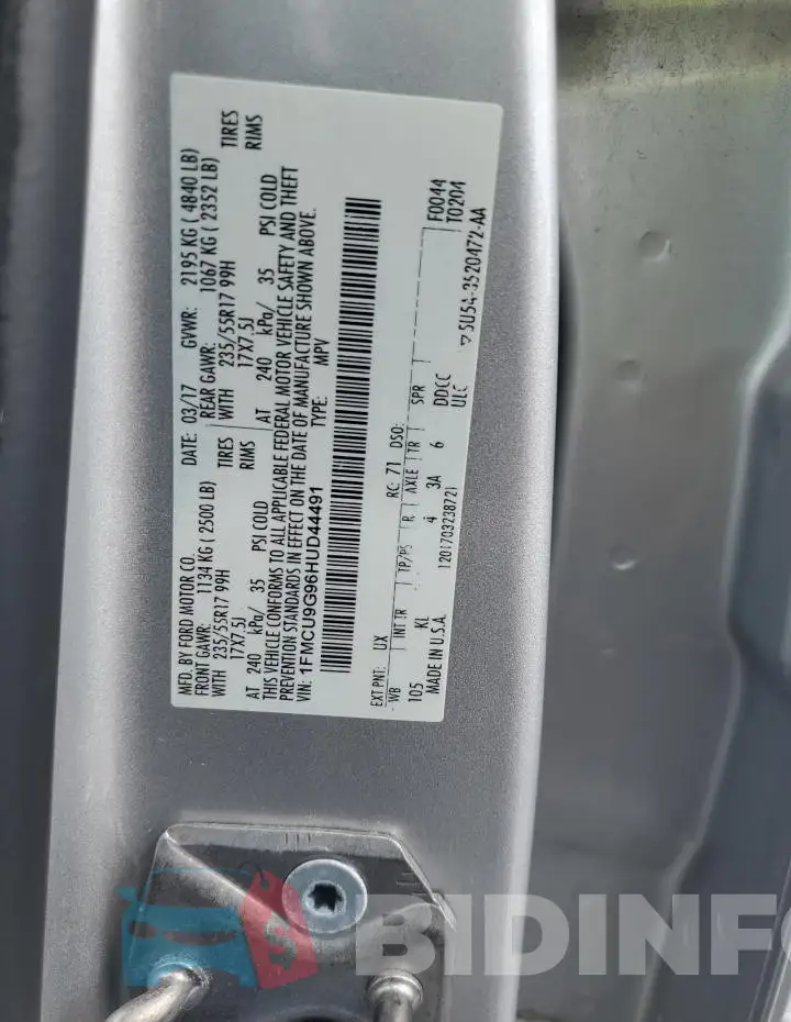 1FMCU9G96HUD44491 Photo# 14