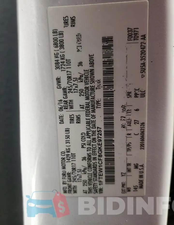 1FTEW1CF8GKE97257 Photo# 12