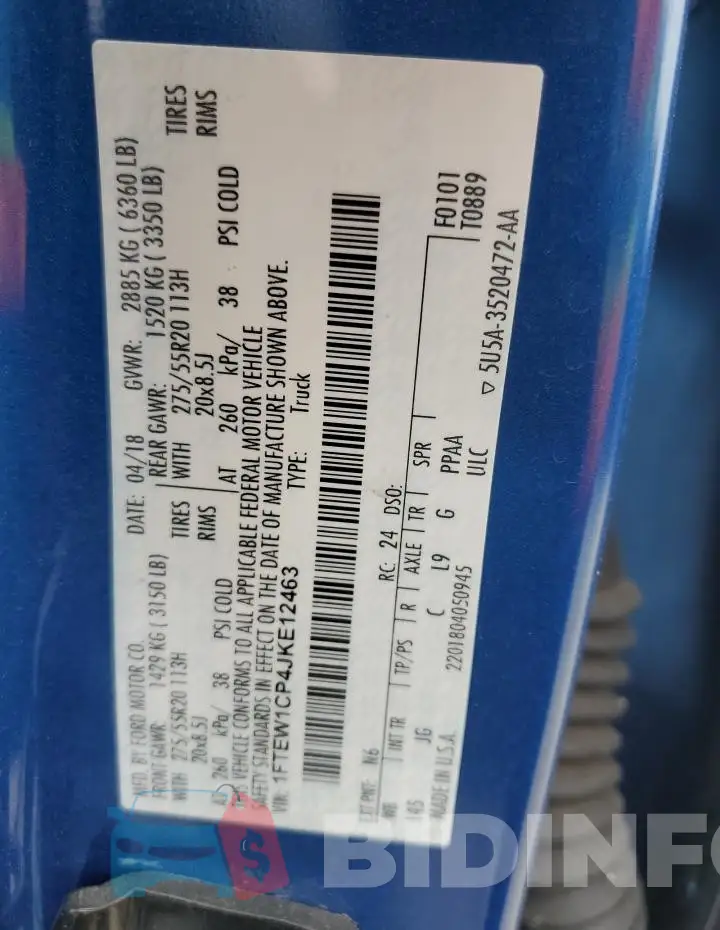 1FTEW1CP4JKE12463 Photo# 12