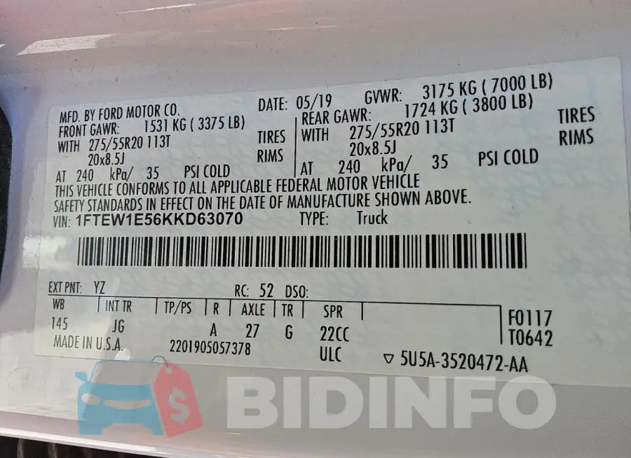1FTEW1E56KKD63070 Photo# 12