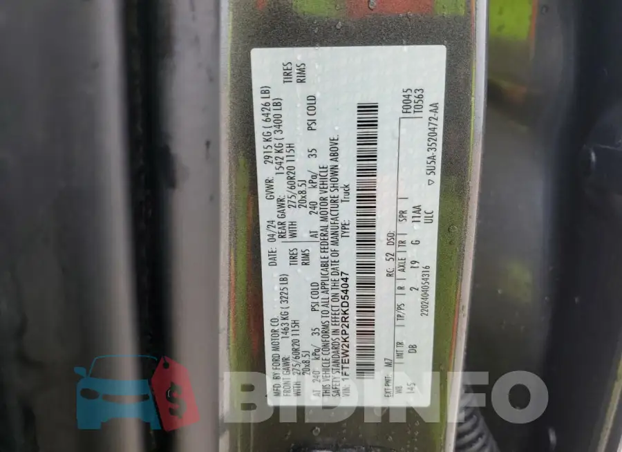 1FTEW2KP2RKD54047 Photo# 12