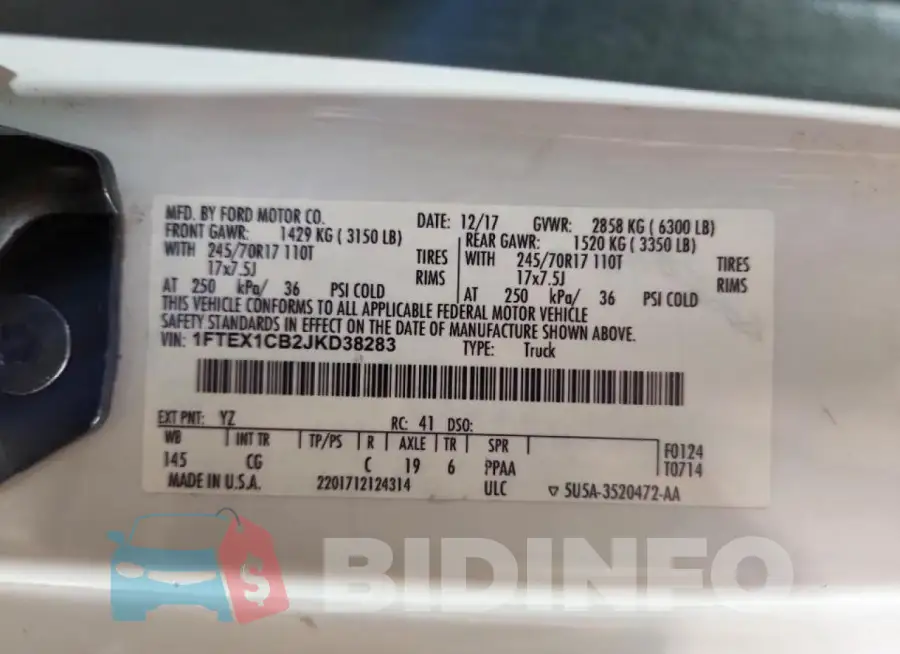 1FTEX1CB2JKD38283 Photo# 12