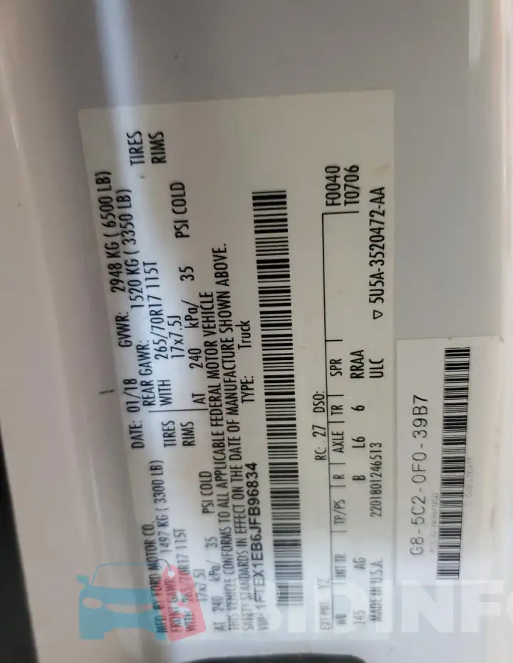 1FTEX1EB6JFB96834 Photo# 12