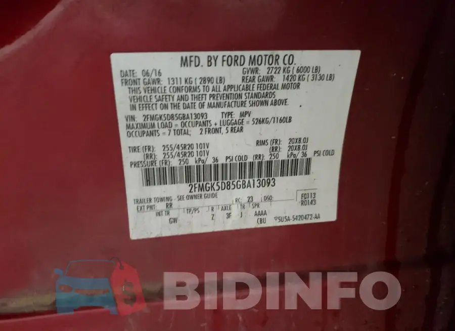 2FMGK5D85GBA13093 Photo# 12