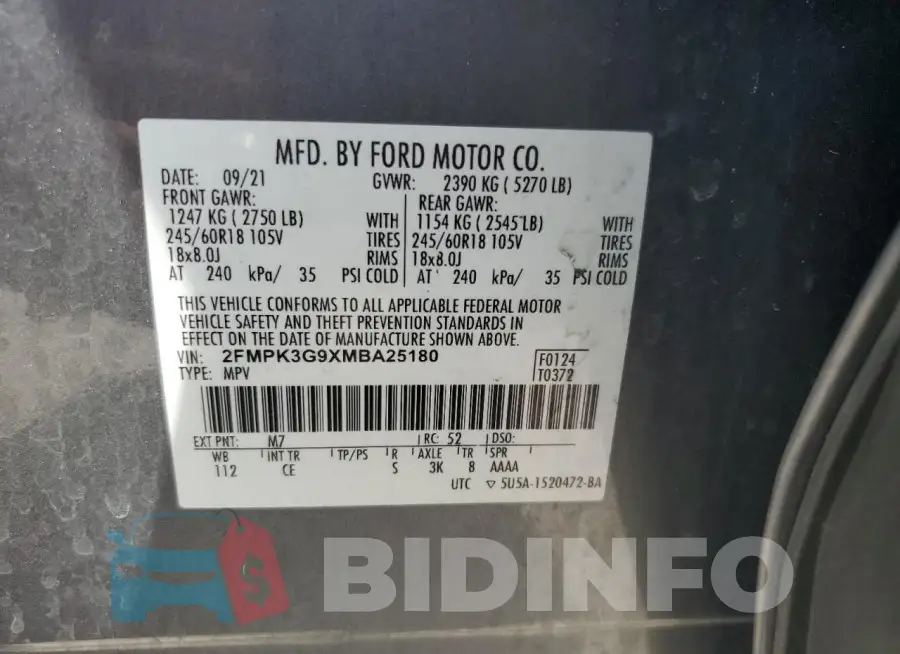 2FMPK3G9XMBA25180 Photo# 13