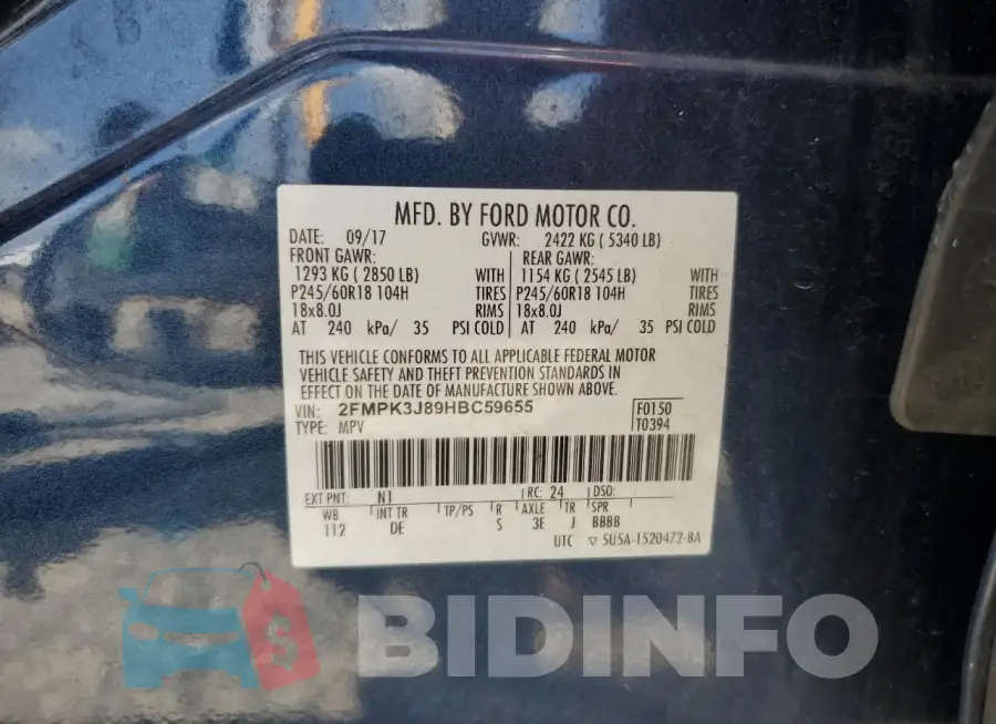 2FMPK3J89HBC59655 Photo# 13