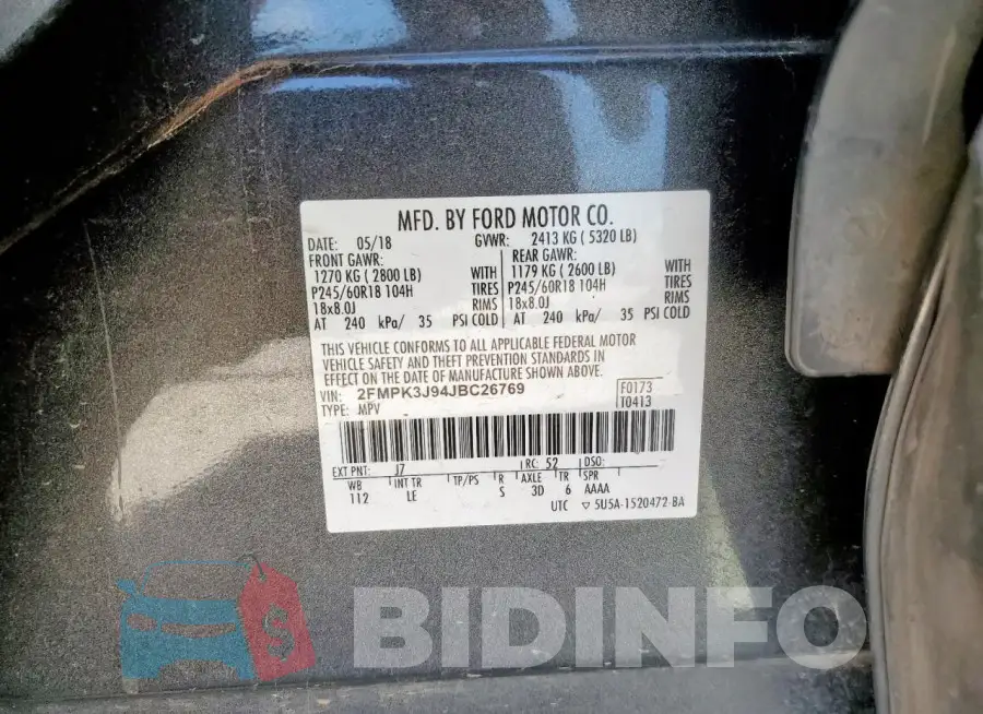 2FMPK3J94JBC26769 Photo# 13