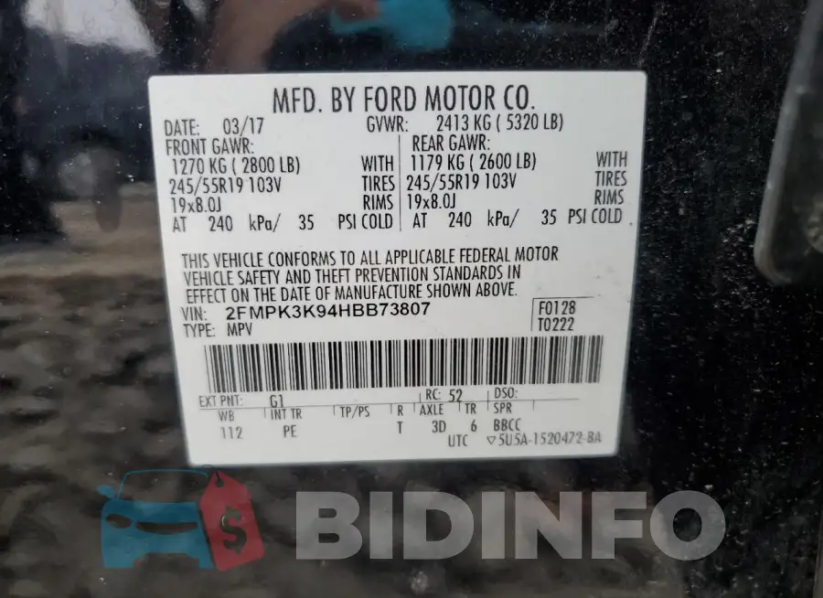 2FMPK3K94HBB73807 Photo# 12