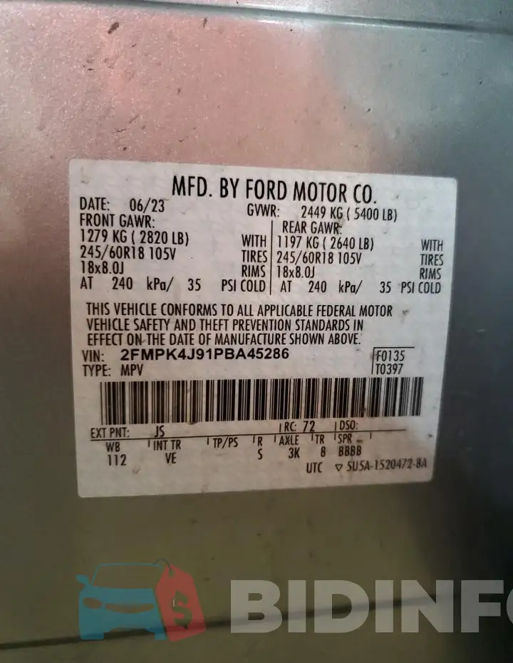 2FMPK4J91PBA45286 Photo# 13