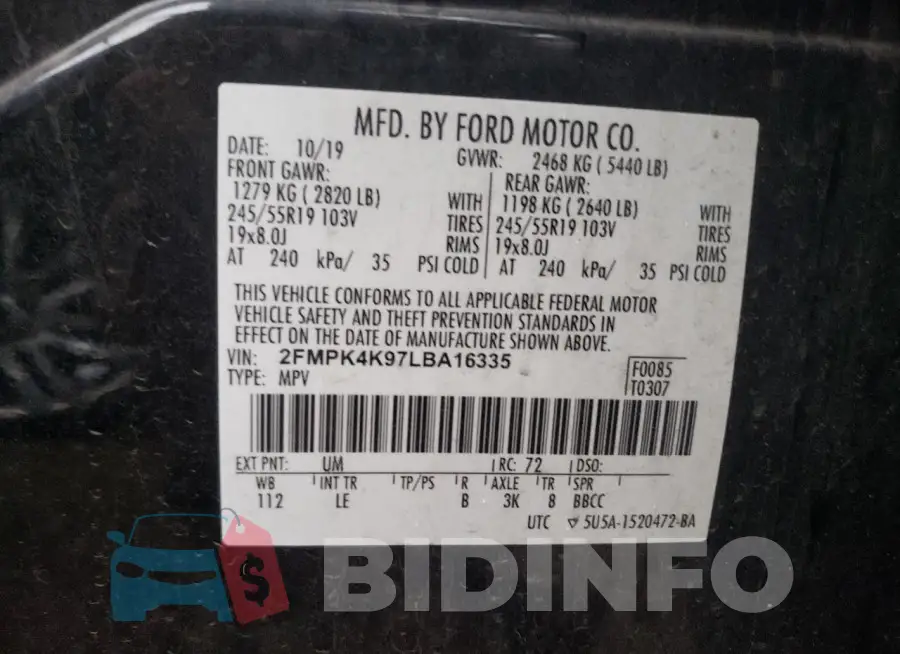 2FMPK4K97LBA16335 Photo# 12