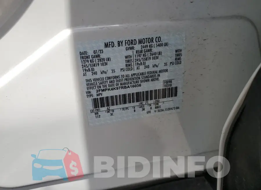 2FMPK4K97RBA16036 Photo# 13