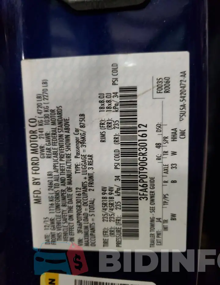 3FA6P0T90GR301612 Photo# 12