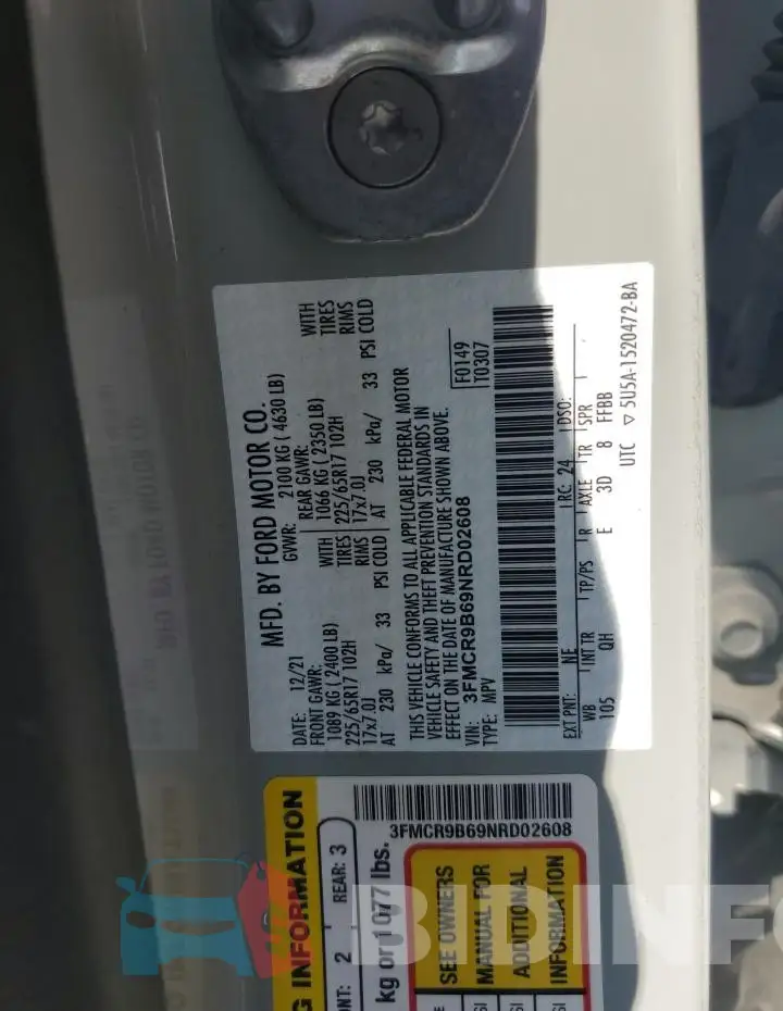 3FMCR9B69NRD02608 Photo# 12