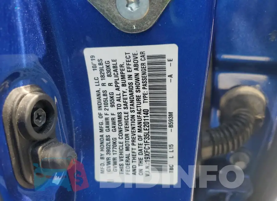 19XFC1F35LE201140 Photo# 12