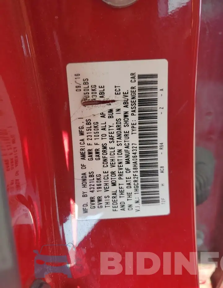 1HGCR2F58HA064327 Photo# 12