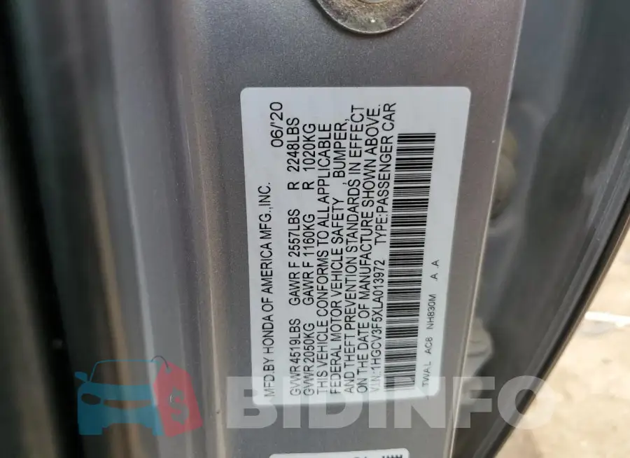 1HGCV3F5XLA013972 Photo# 12