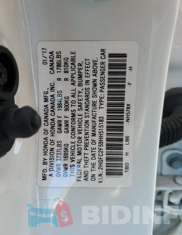 2HGFC2F59HH515183 Photo# 12