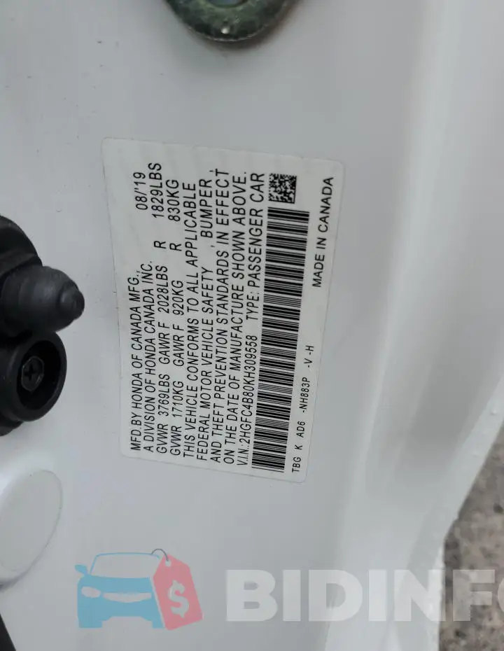 2HGFC4B80KH309558 Photo# 13