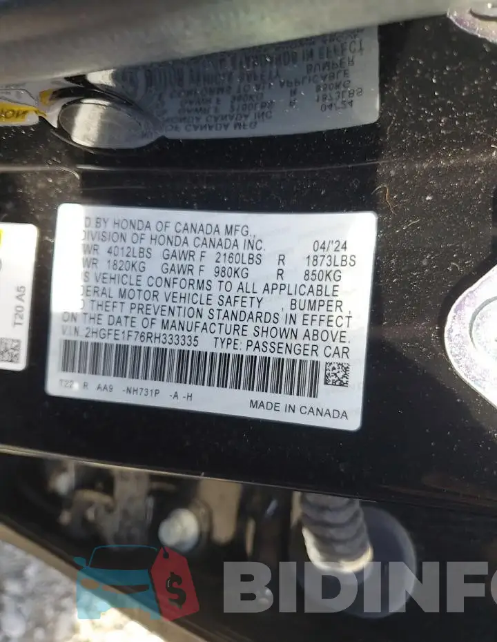 2HGFE1F76RH333335 Photo# 12