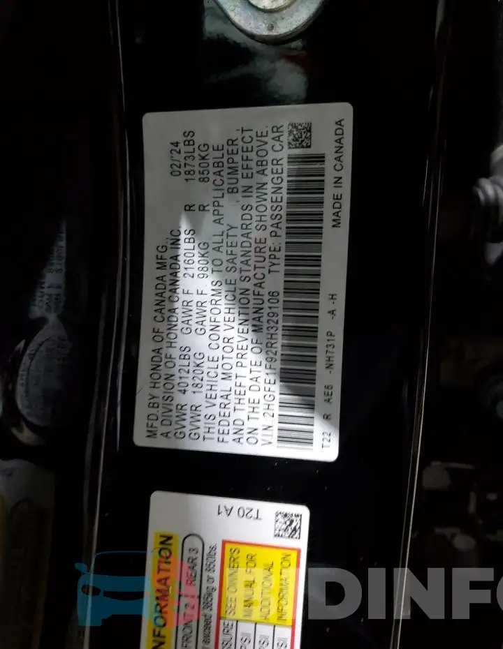 2HGFE1F92RH329106 Photo# 13