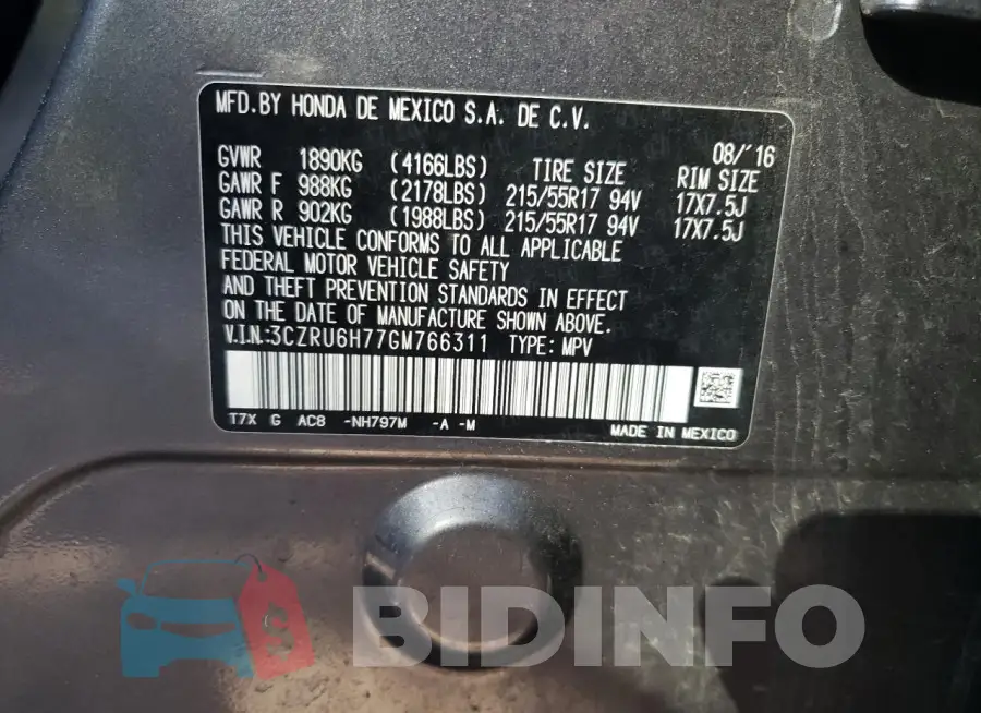 3CZRU6H77GM766311 Photo# 13