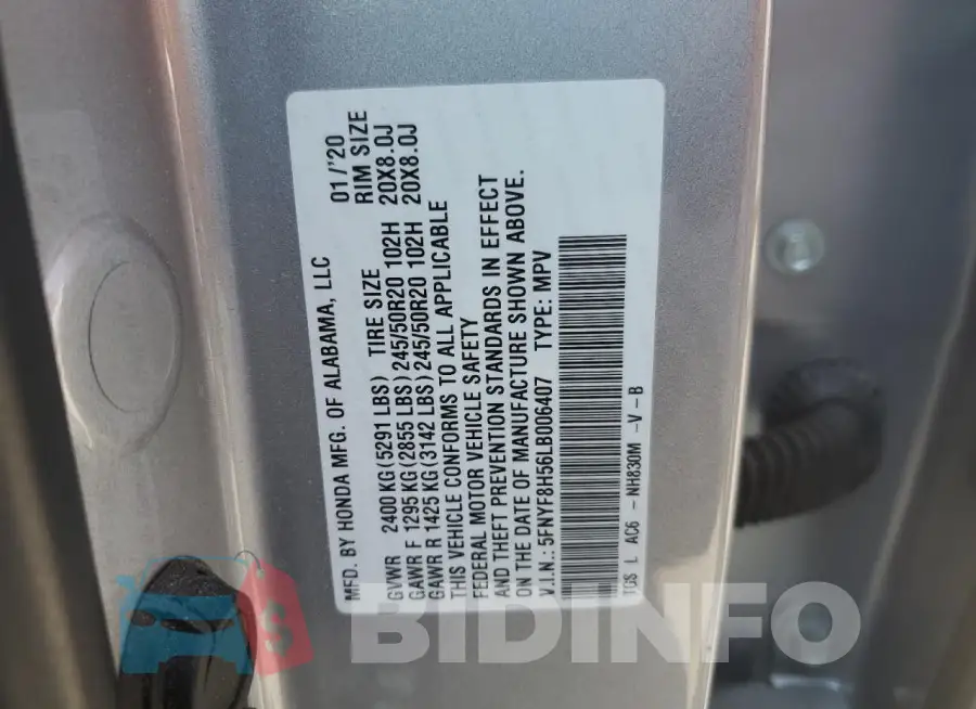 5FNYF8H56LB006407 Photo# 12