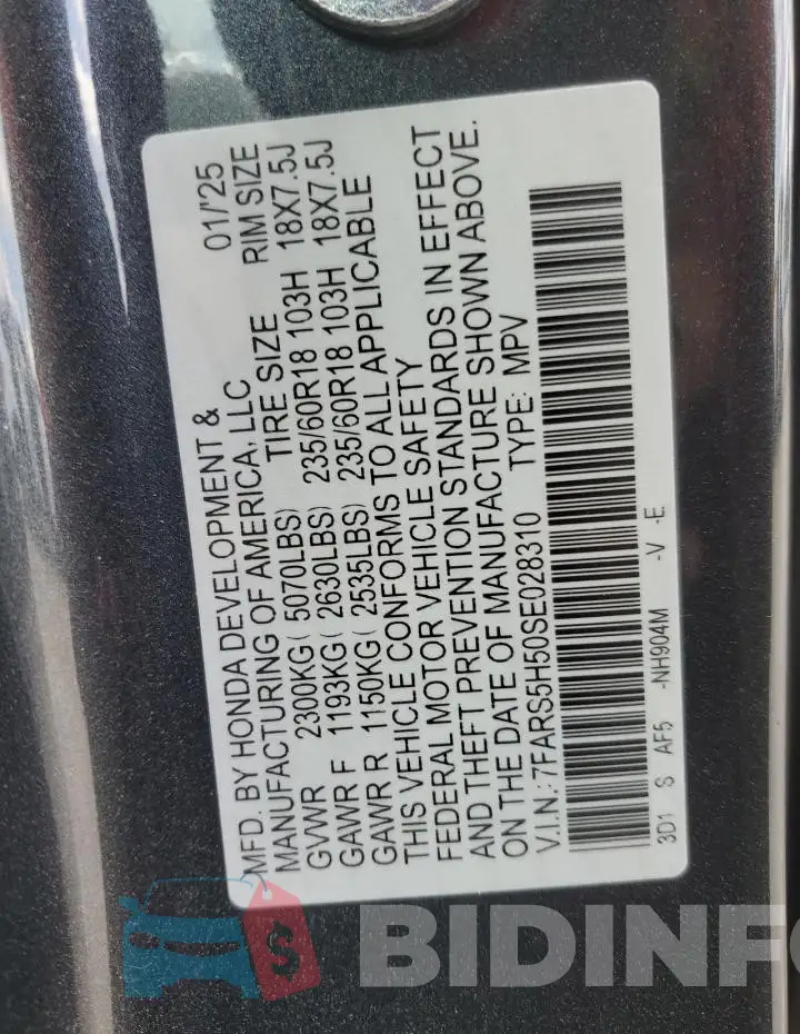 7FARS5H50SE028310 Photo# 12