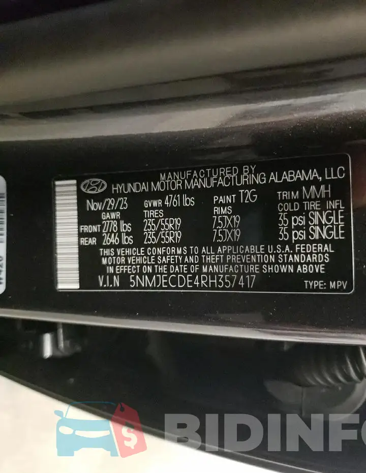 5NMJECDE4RH357417 Photo# 14