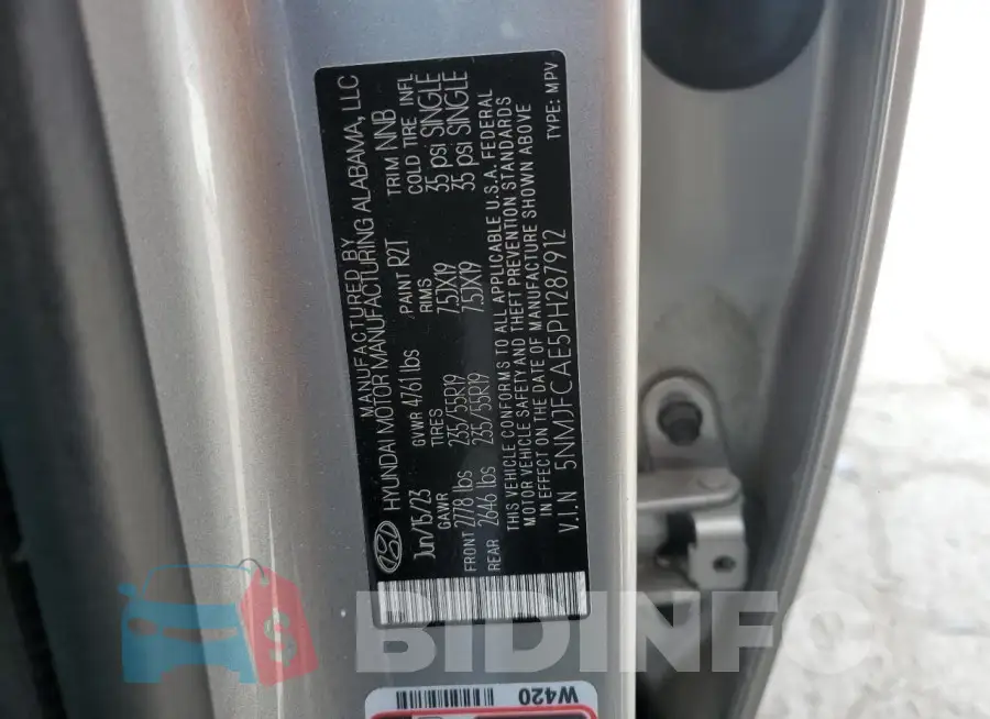 5NMJFCAE5PH287912 Photo# 12