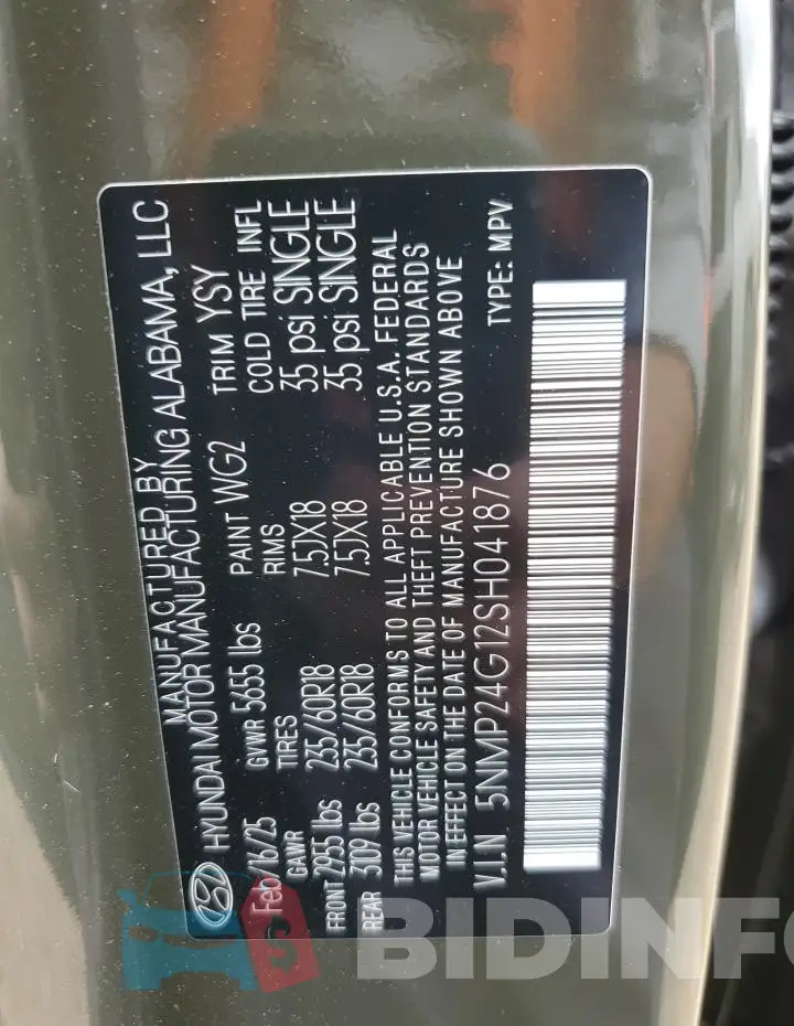 5NMP24G12SH041876 Photo# 12