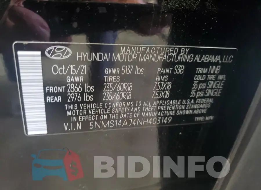 5NMS14AJ4NH403149 Photo# 13