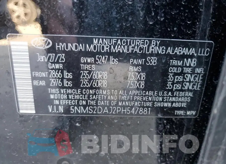 5NMS2DAJ2PH547881 Photo# 13