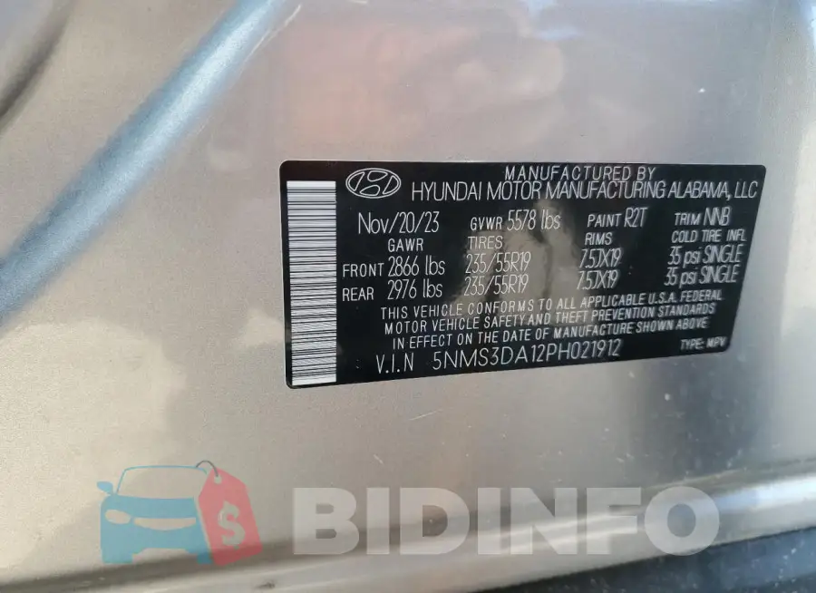 5NMS3DA12PH021912 Photo# 13
