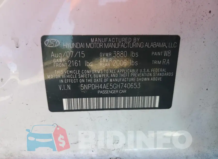 5NPDH4AE5GH740653 Photo# 12