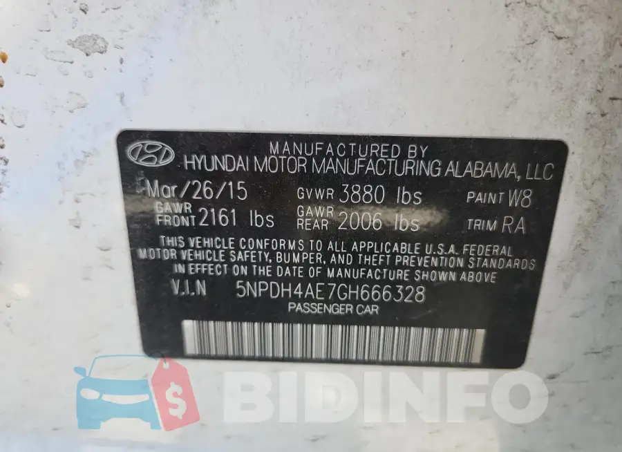 5NPDH4AE7GH666328 Photo# 12