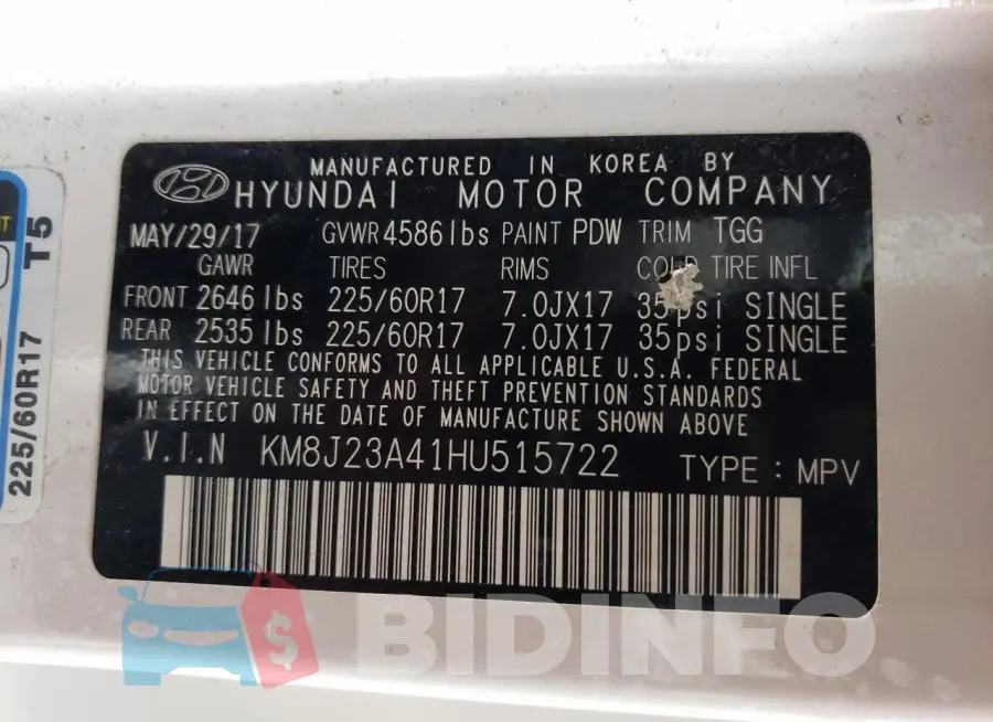 KM8J23A41HU515722 Photo# 13
