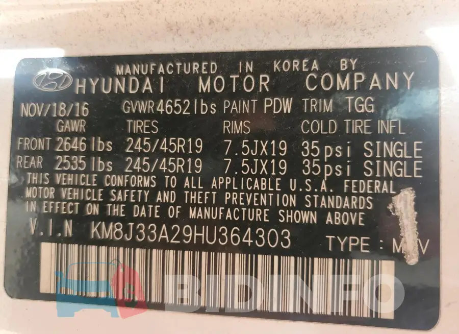 KM8J33A29HU364303 Photo# 13