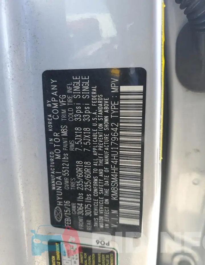 KM8SM4HF4HU179642 Photo# 13