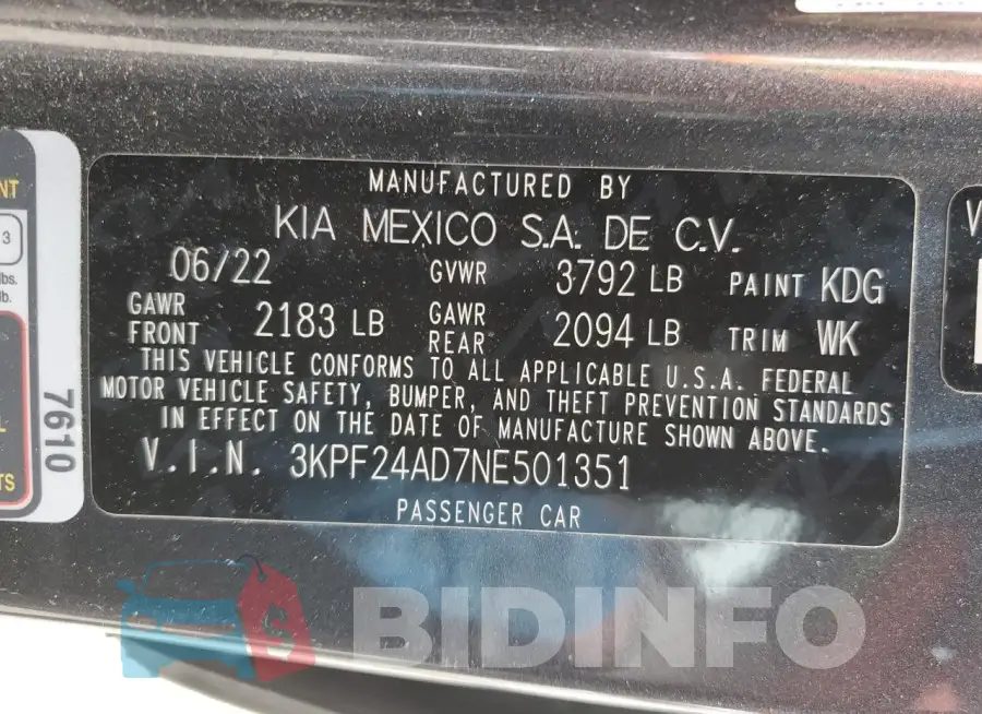 3KPF24AD7NE501351 Photo# 12