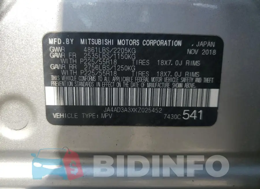 JA4AD3A3XKZ025452 Photo# 13