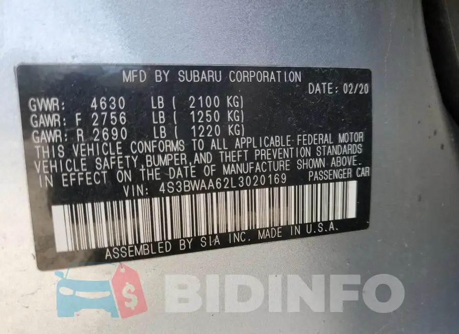 4S3BWAA62L3020169 Photo# 12